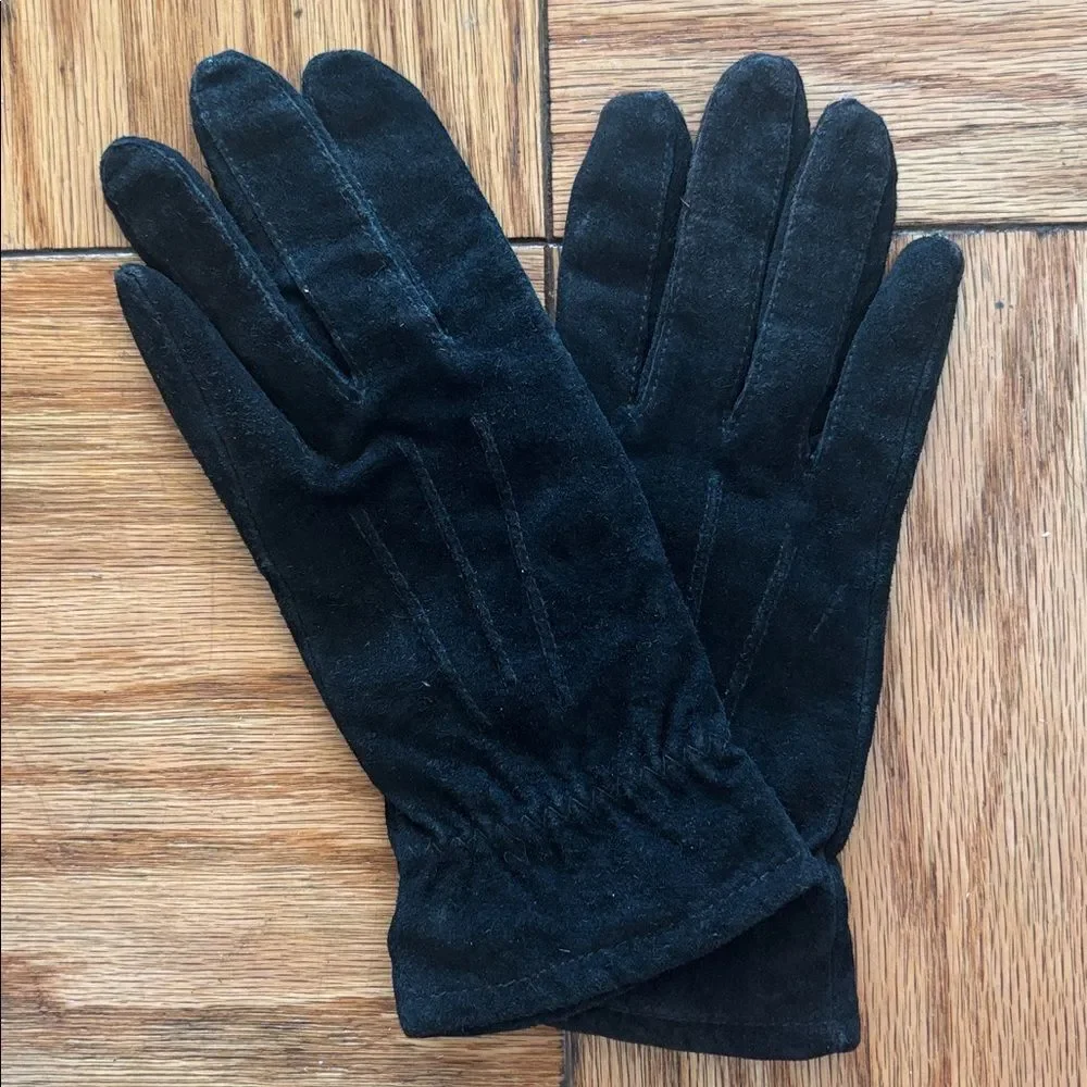 🎀Vintage 🎀 Elegant Black Suede Gloves Size Medium